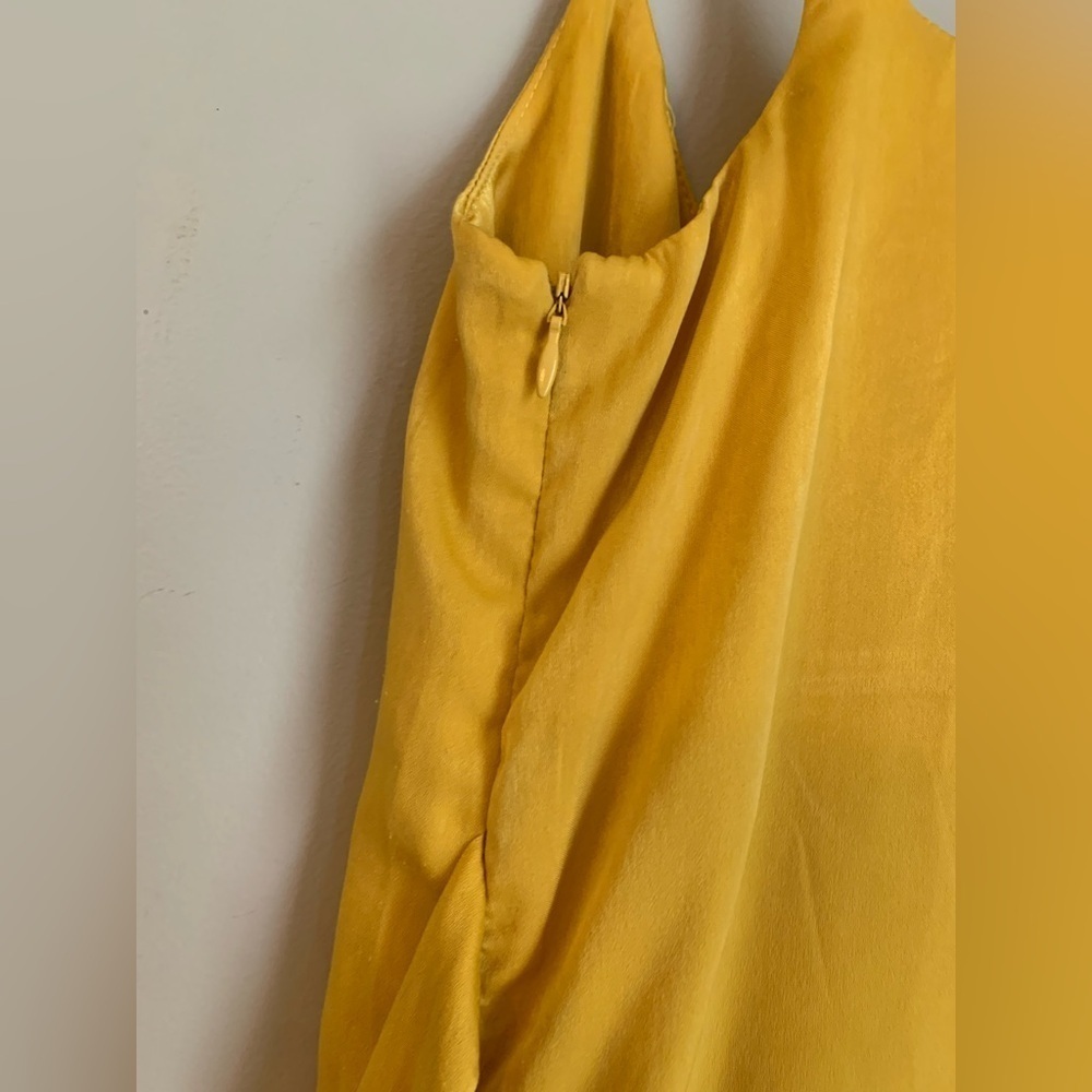 J.O.A. Mustard yellow Slip Midi Dress Spaghetti Strap faux wrap size small - Picture 7 of 10